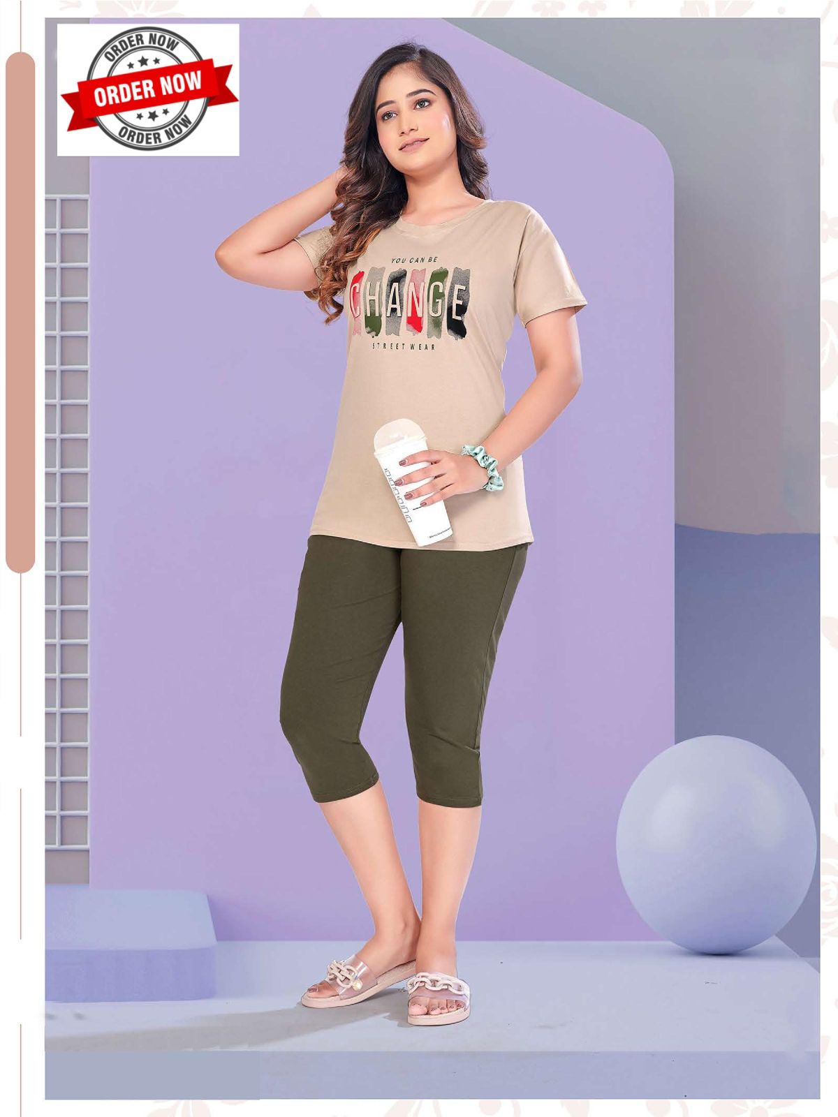 Vol At2590 Shinker Hosiery Cotton Summer Special Capri Night Suit Wholesale Online
